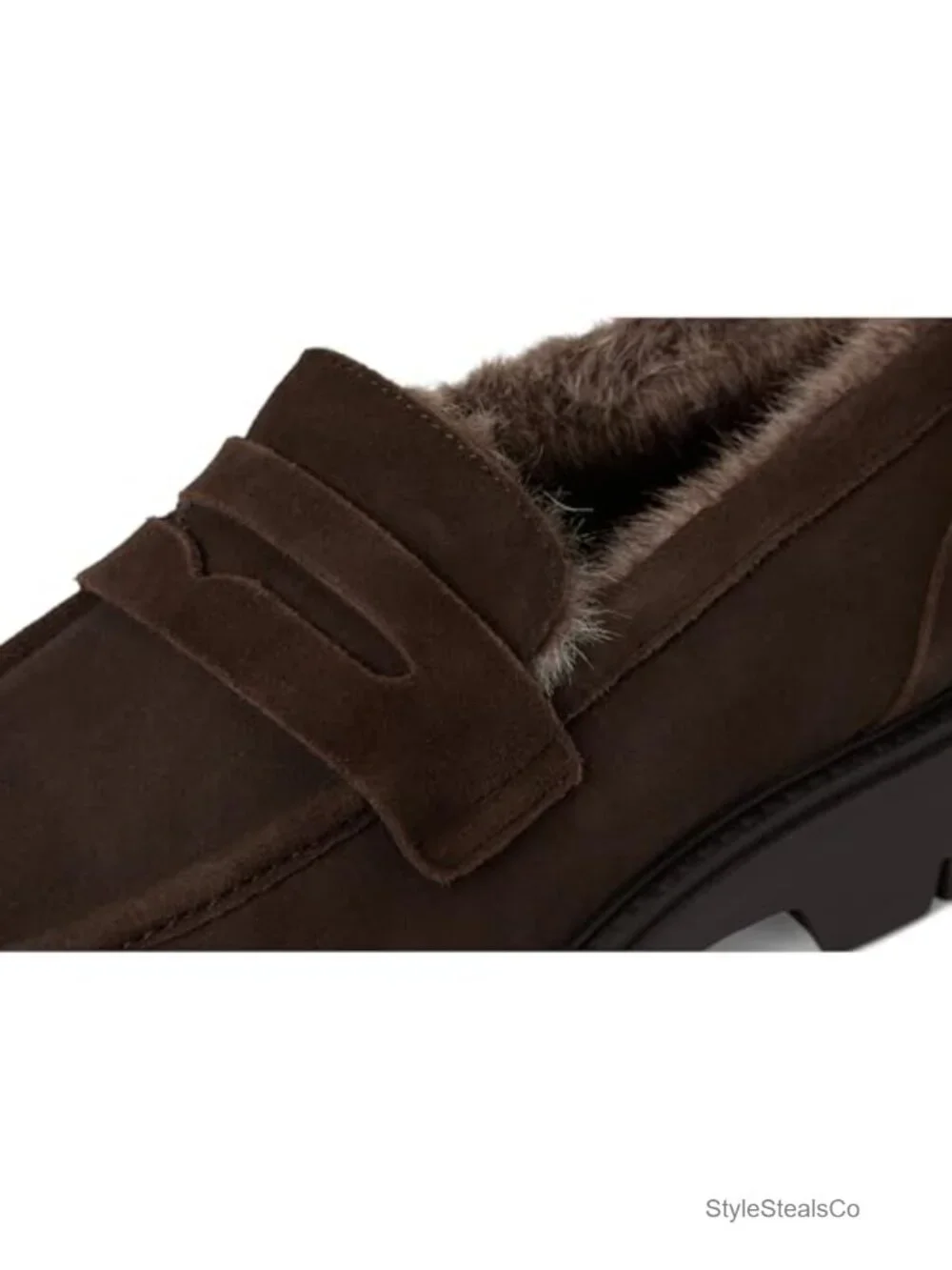 Women's Suede Penny Loafers Wedge Heel Pull-On